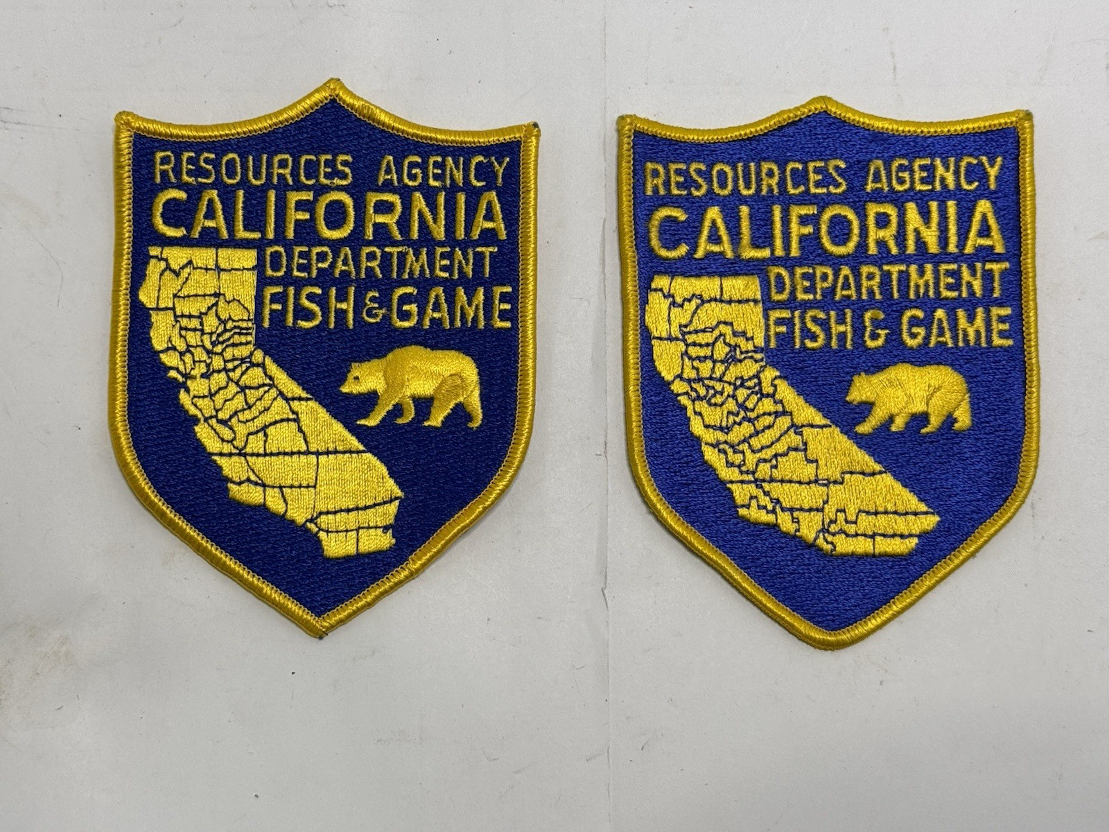 Lot of 2 California Department of Fish & Game Uniform Shoulder Patches Obsolete