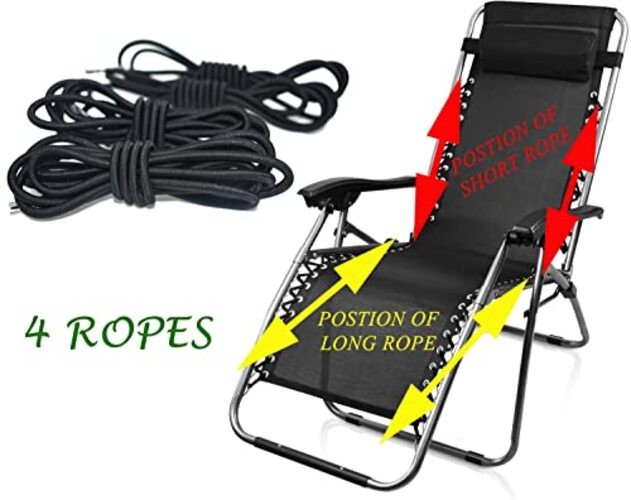 Azatemgo Universal Replacement Cords for Zero Gravity Chairs - 4 Pack Black