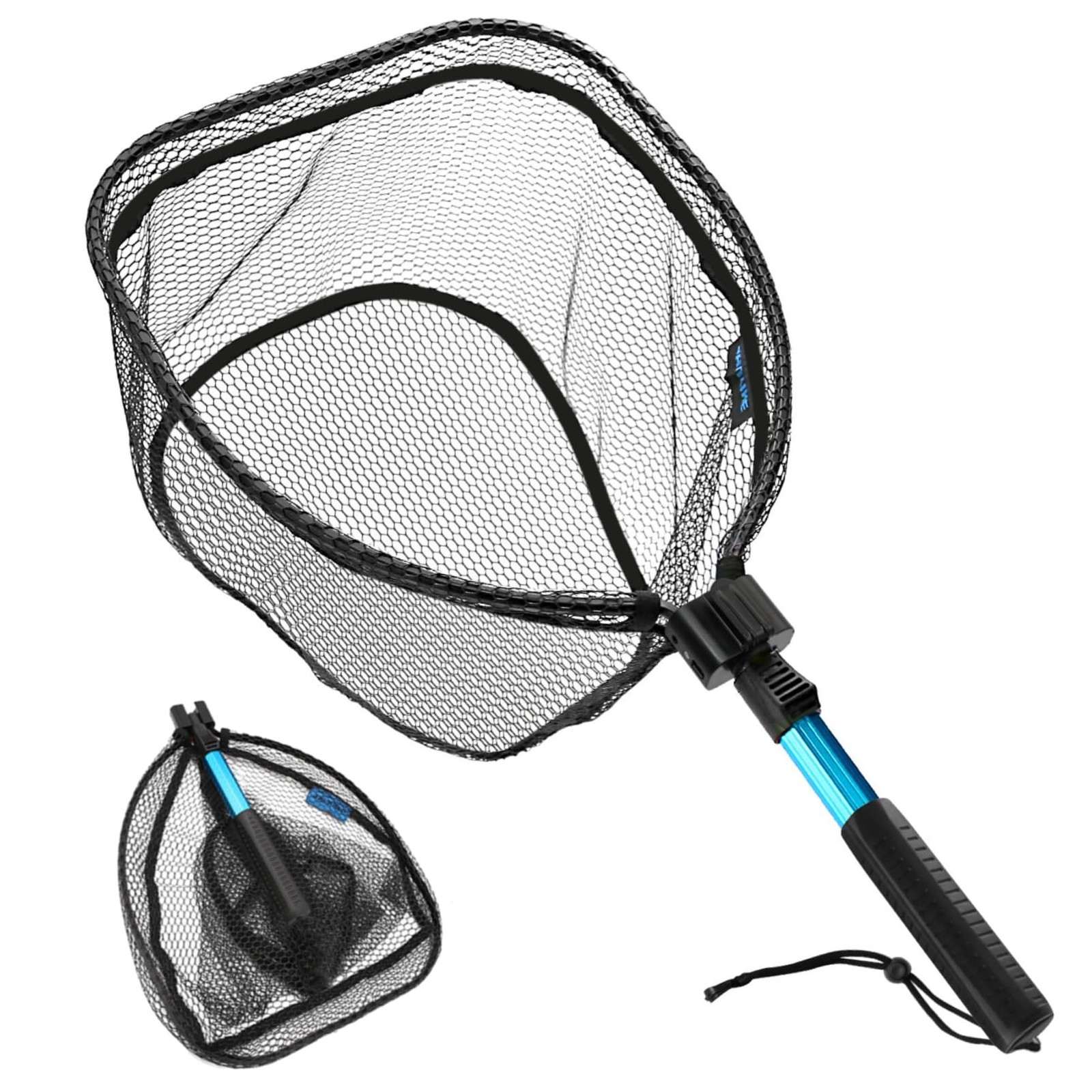 SANLIKE Collapsible Telescopic Fishing Net Rubber Coated Fresh/Salt Water Blue