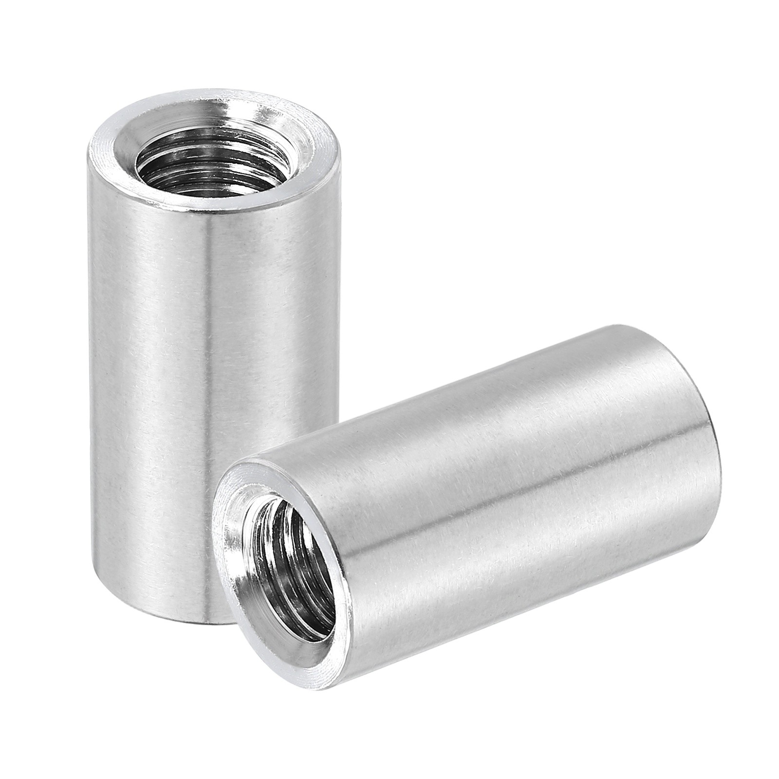 2Pcs 304 Stainless Steel M12x1.75mm Round Coupling Nuts, 0.79x1.38"(ODxH)