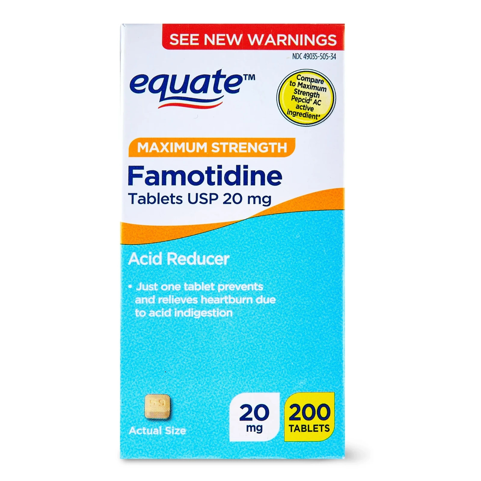 Equate Maximum Strength Famotidine Tablets, 20 mg, 200 Count