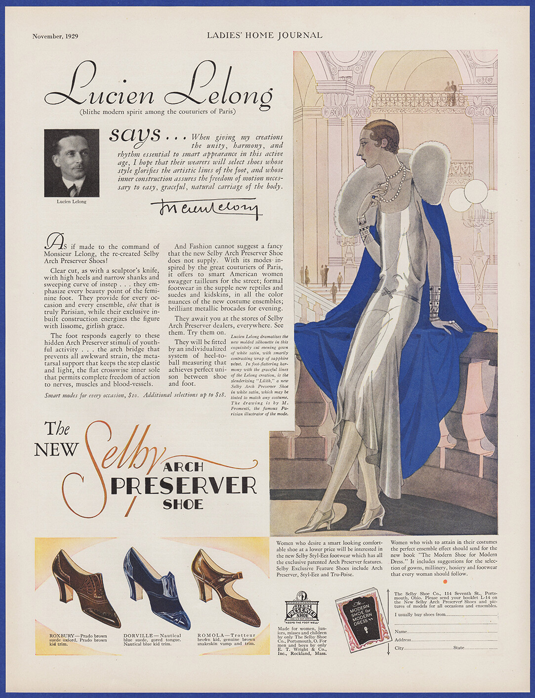 Vintage 1929 SELBY ARCH PRESERVER Women's Shoes Fashion Art 20s Print Ad