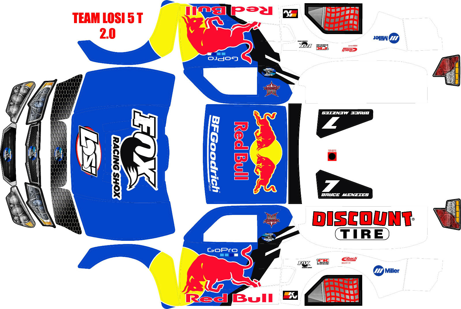 Losi 5ive T wrap decals stickers trophy truck TTBMRB  hpi baja 5t  5sc woodster
