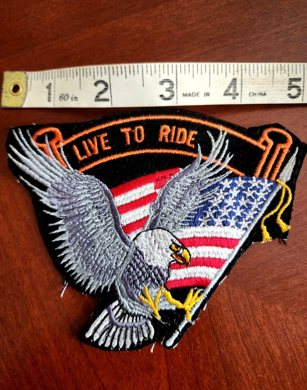 Live to Ride Brown Eagle USA Flag Biker Motorcycle Patch Iron/Sew on FREE SHIP!