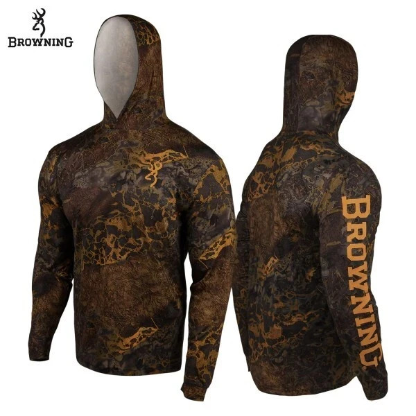 Browning Camo Tech Performance UV Fishing Hunting Sun Hoodie - Size L or XL NEW!