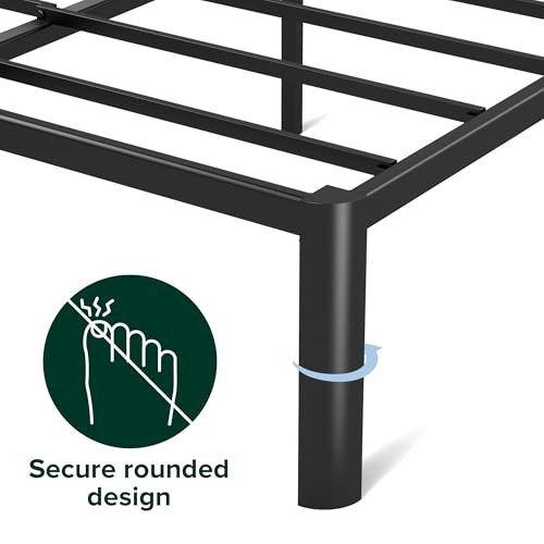 ZINUS VAN 16 INCH METAL PLATFORM BED STEEL SLAT SUPPORT KING FOLDABLE FRAME