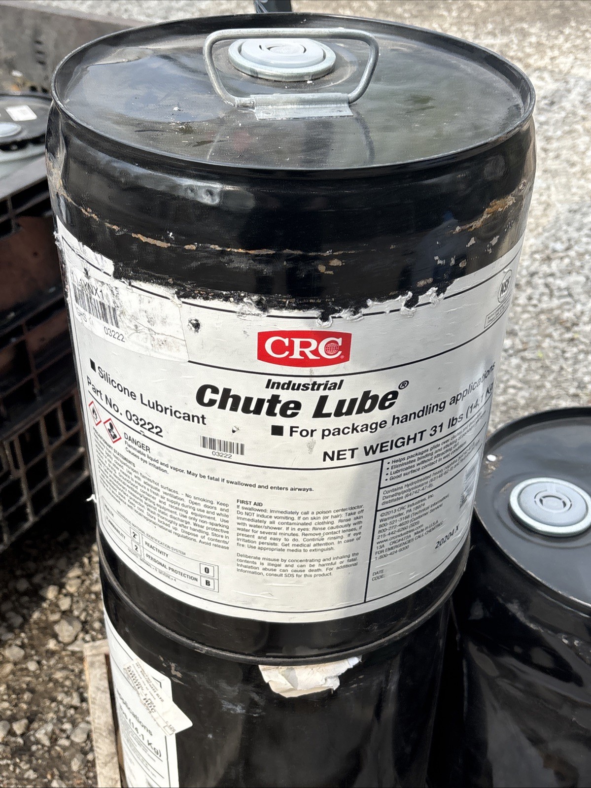 NEW 5 GALLON PAIL of CRC 03222 Chute Lube: H2, Silicone, Yellow, 400°F Max 1YNX1
