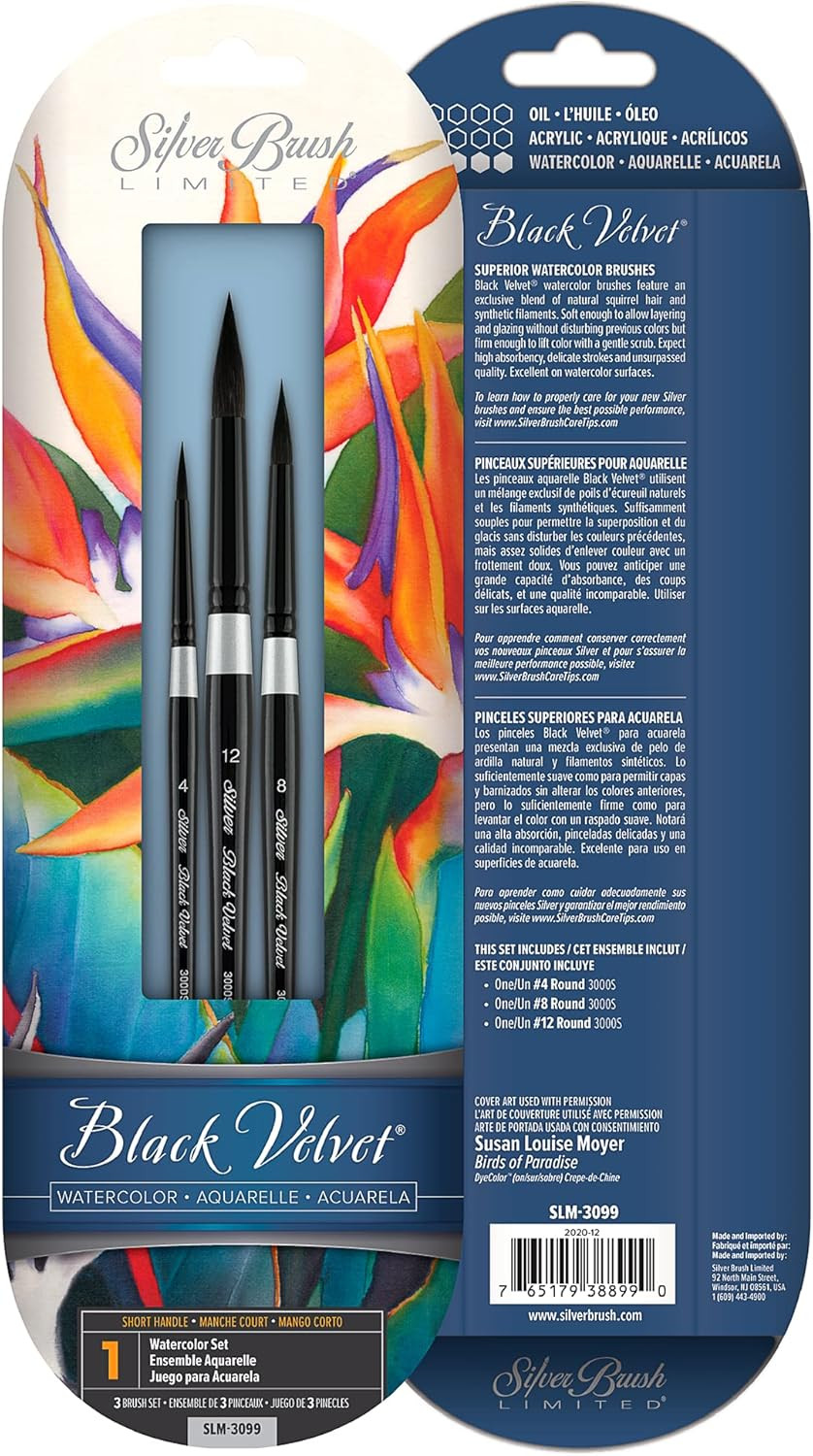 SLM-3099 Susan Louise Moyer Basic Set, Paintbrushes for Watercolor, Gouache, Ink