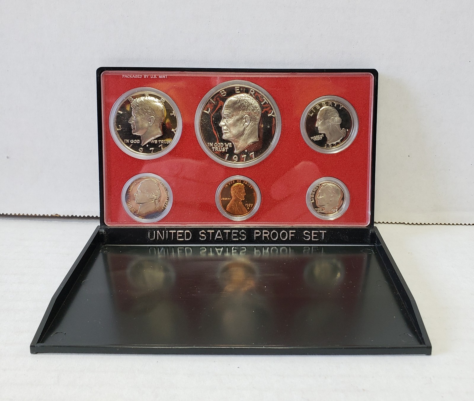 1977 S United States OGP Proof Set 6 Coins Nickel & Penny w/Some Rainbow Toning