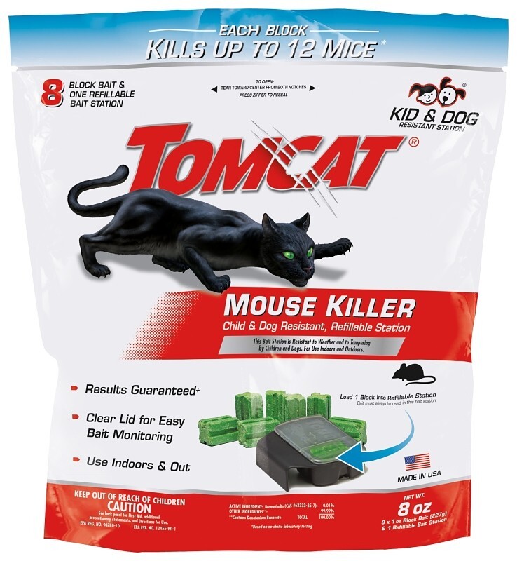 Tomcat Mouse Killer Child & Dog Resistant, Refillable Station W/ 8 Baits 0372010