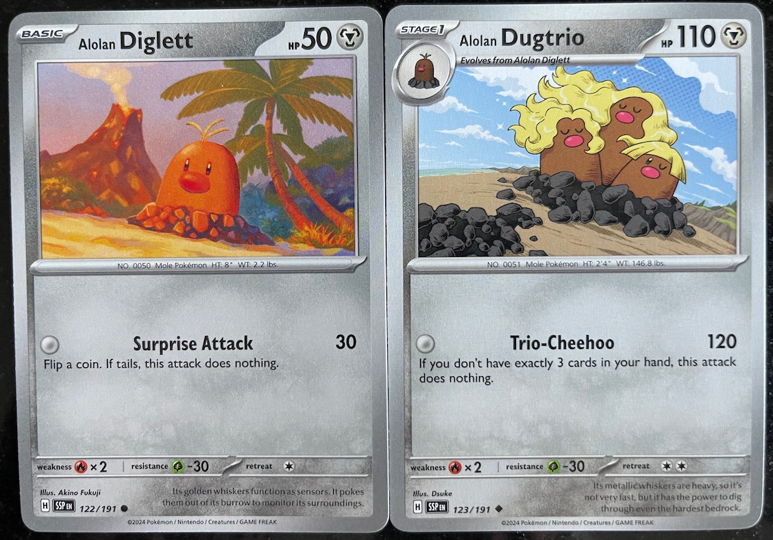 Alolan Diglett 122/191 + Alolan Dugtrio 123 - Evolution  Set - Surging Sparks
