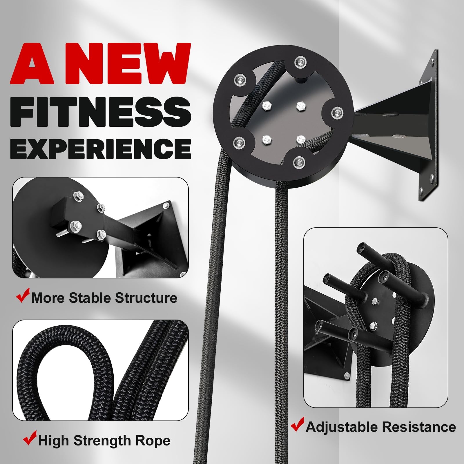 Endless Rope Trainer, Adjustable Resistance Pulley System, 30kg Max Resistanc.