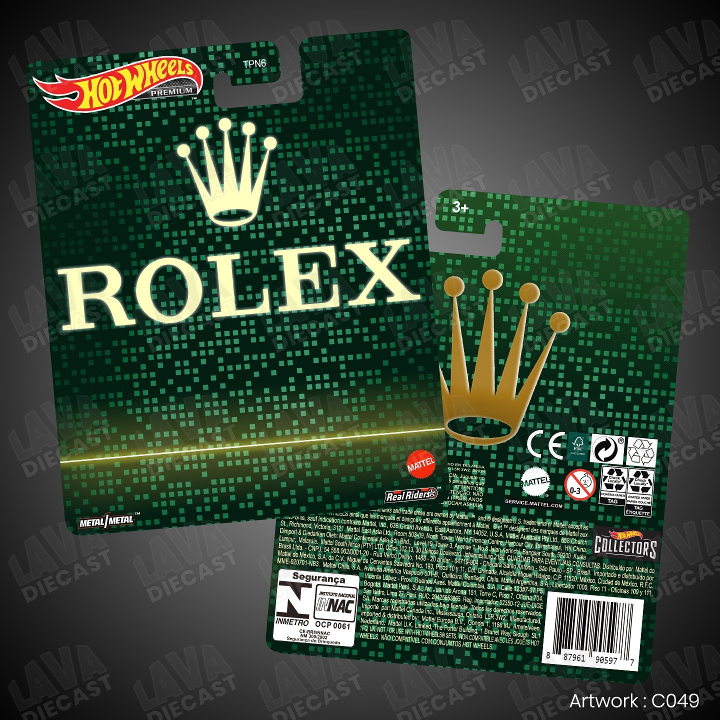 ROLEX 24 DAYTONA Custom Hot Wheels Premium Diecast Card Backing 1:64 GT F1 DECAL