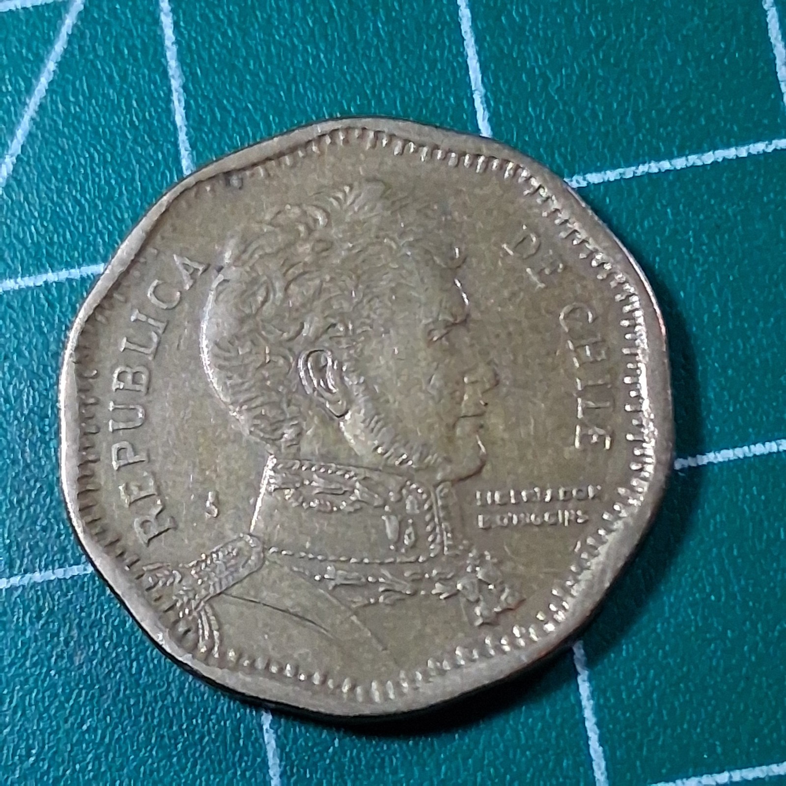 2011 Chile “S” Marked Bernardo O'Higgins 50 Pesos Currency Coin