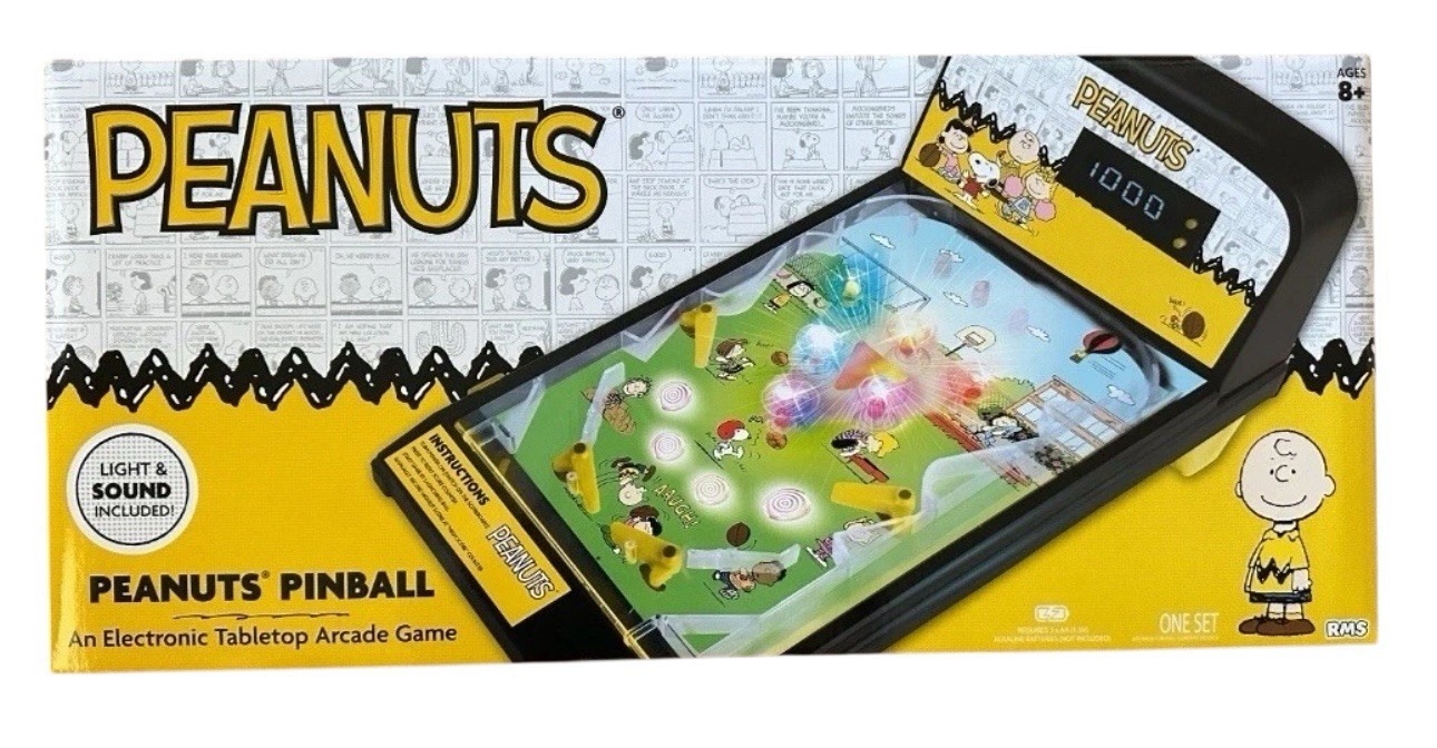 Peanuts SNOOPY Electronic Tabletop Arcade Game PINBALL Machine w/ Lights & Sound