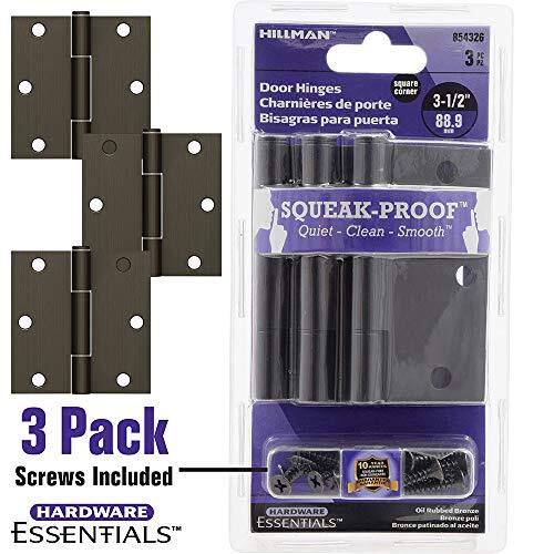 Hardware Essentials 854326 Square Corner Squeak-Proof Door Hinges 3-1/2 inch ...