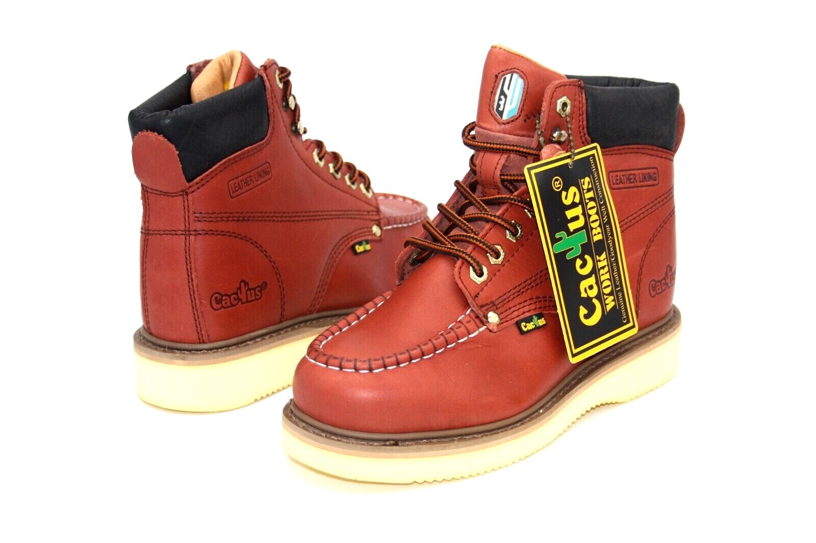 MEN'S CACTUS FOOTWEAR 644M+ BURGUNDY OIL RESISTANT WORK MAXIUM COMFORT BOOT