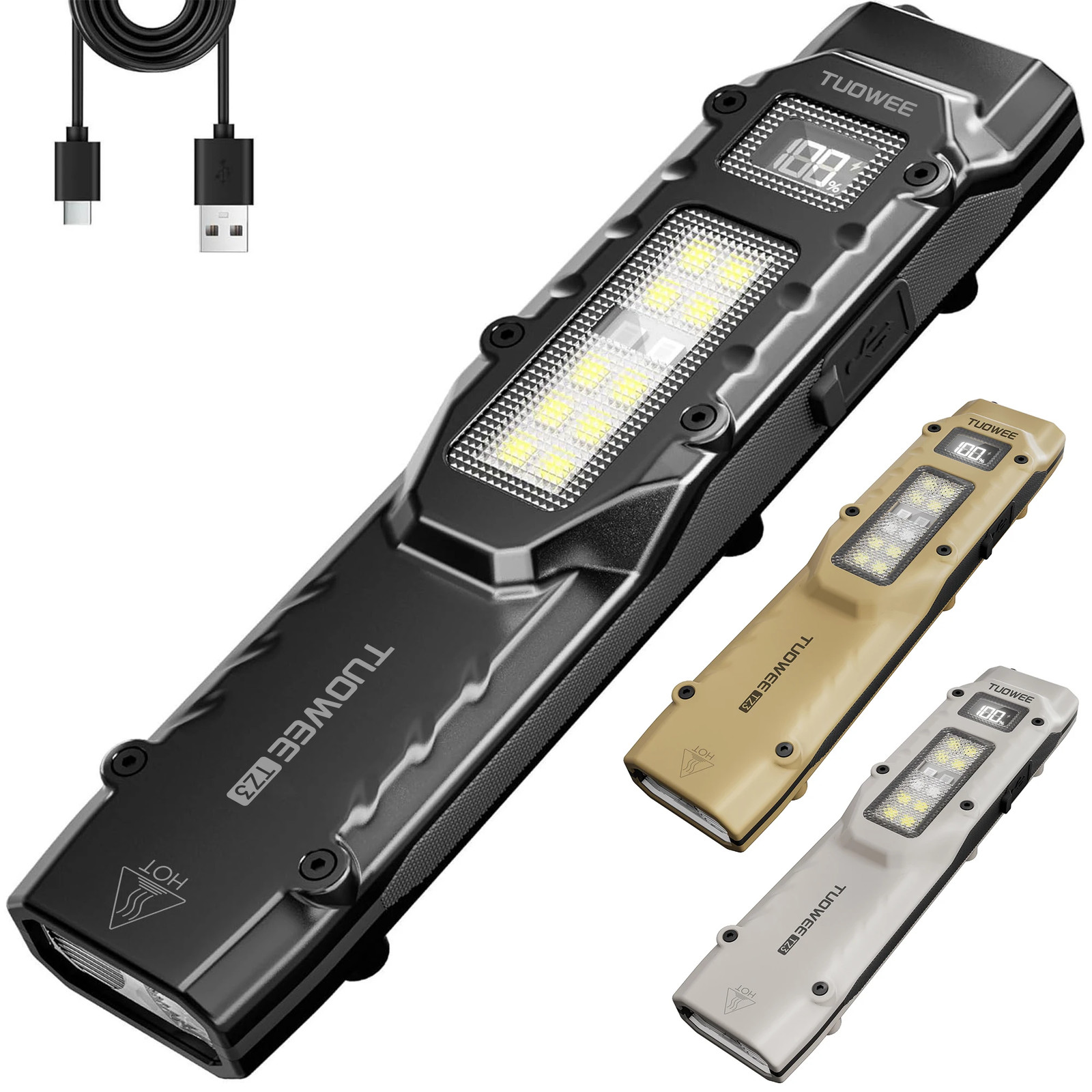 PASIION 1500 Lumen LED Tactical Flashlight Rechargeable Digital Display EDC