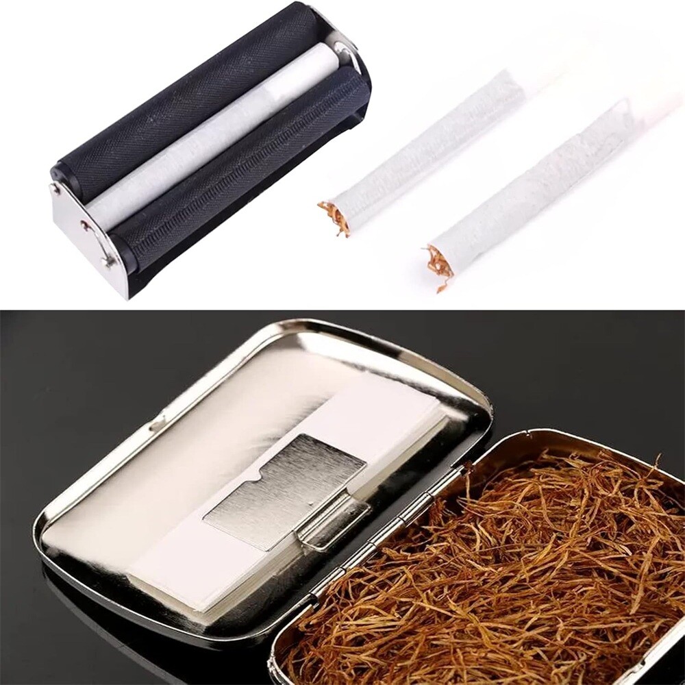 78mm Manual Cigarette Roller Metal Cigarette Rolling Machine with Lid Durable
