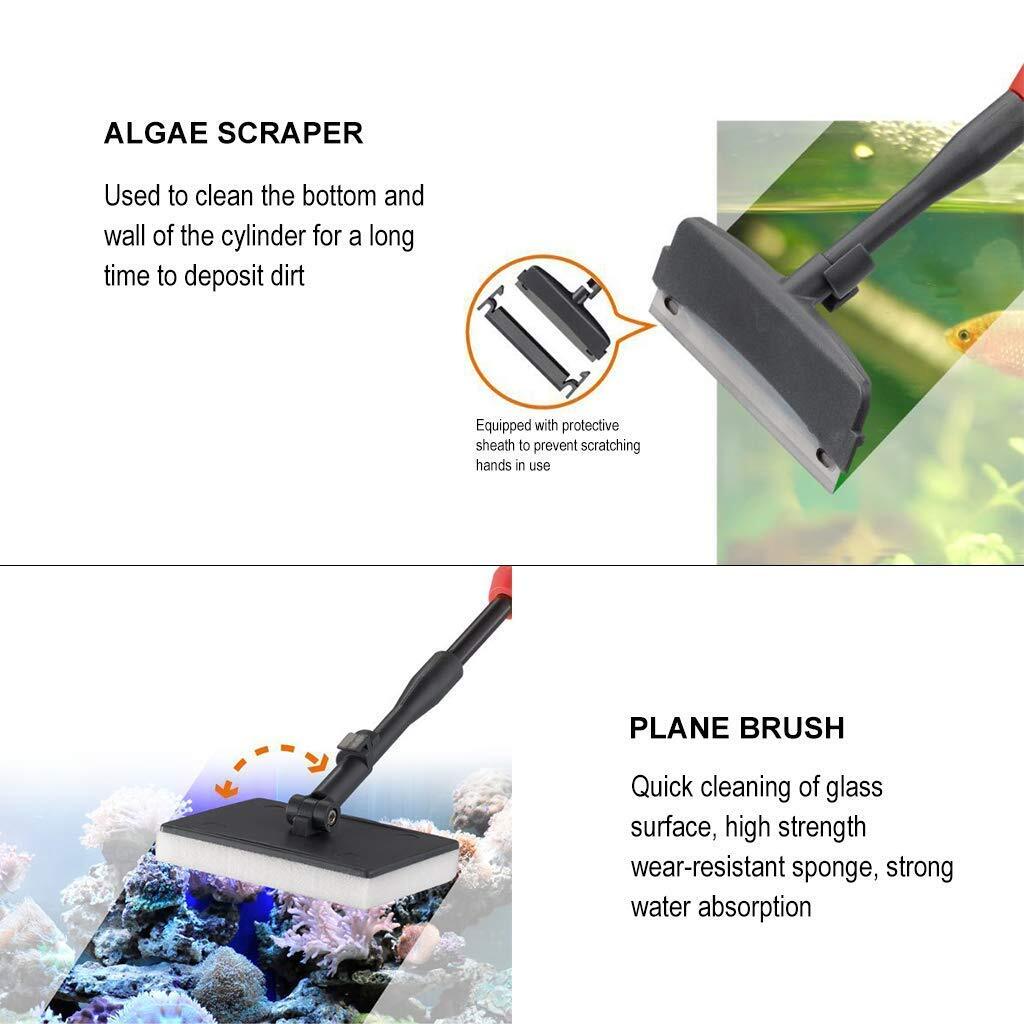 Aquarium Cleaning Tool 6 In 1 Algae Scraper Scrubber Pad Adjustable Long Handle