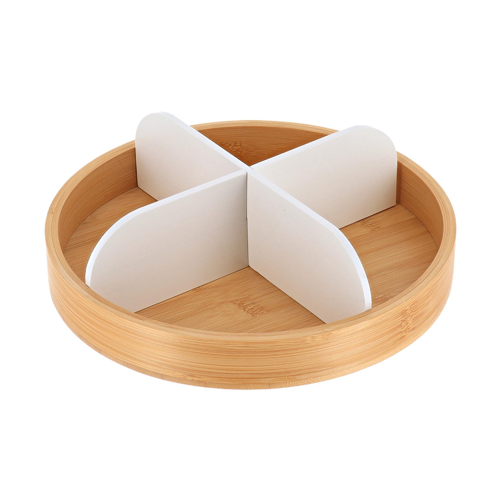 Rotating Bathroom Organizer with 4 Compartments - Bamboo Base Matte Finish