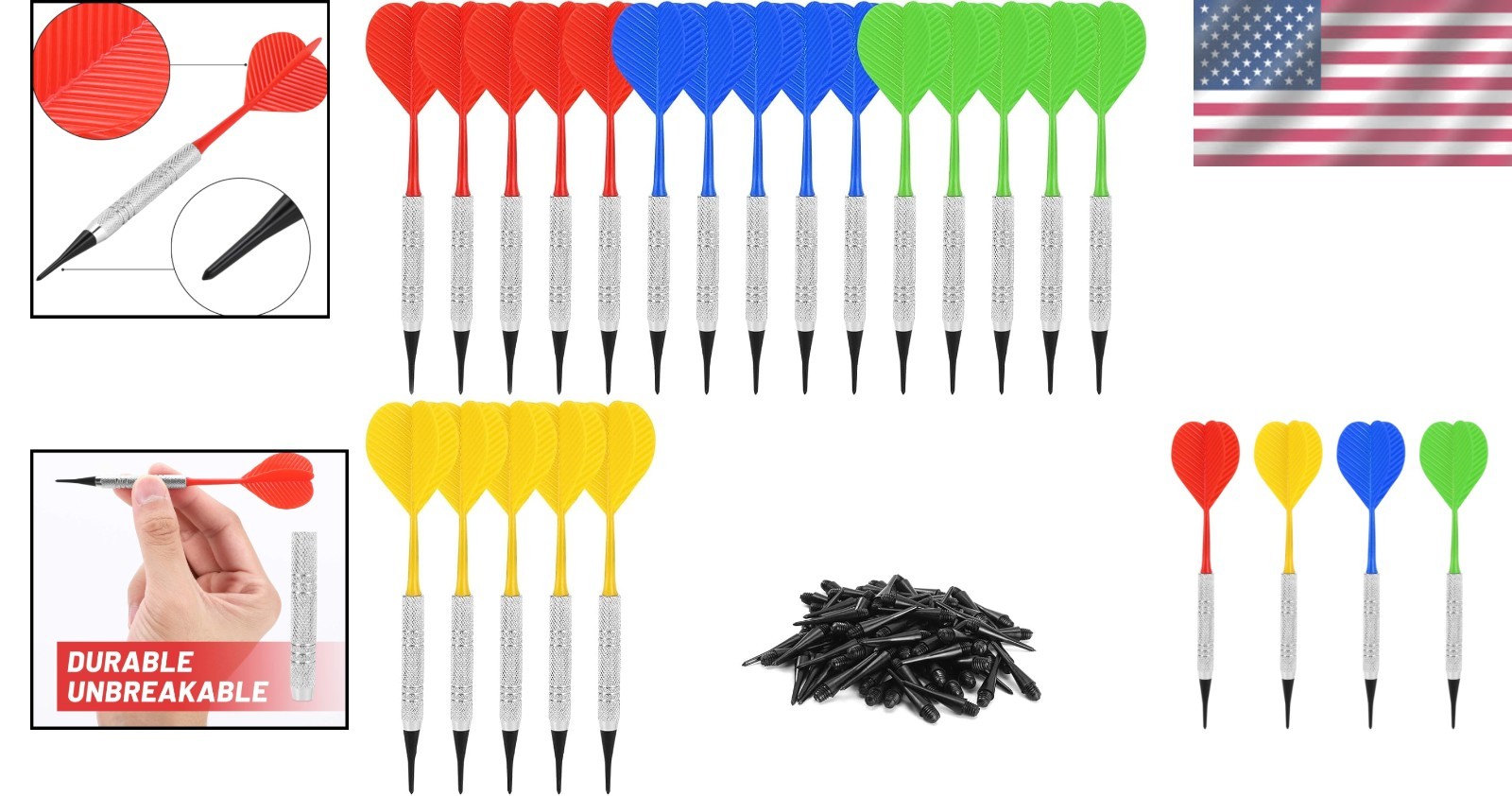 Engaging Soft Tip Darts Set - 20 Darts with 100 Replacement Tips for All Players