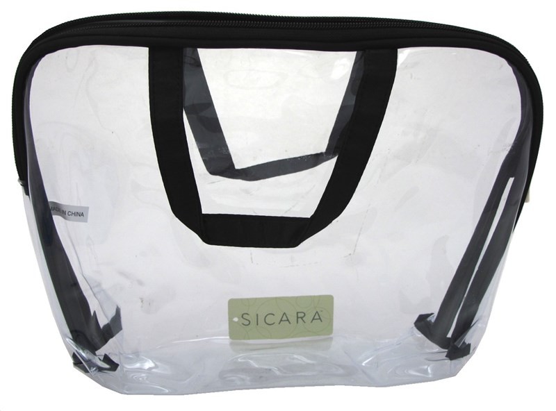 (3 PACK) Sicara Clear Cosmetic Bag Large Carryall Handle (9X12X2)