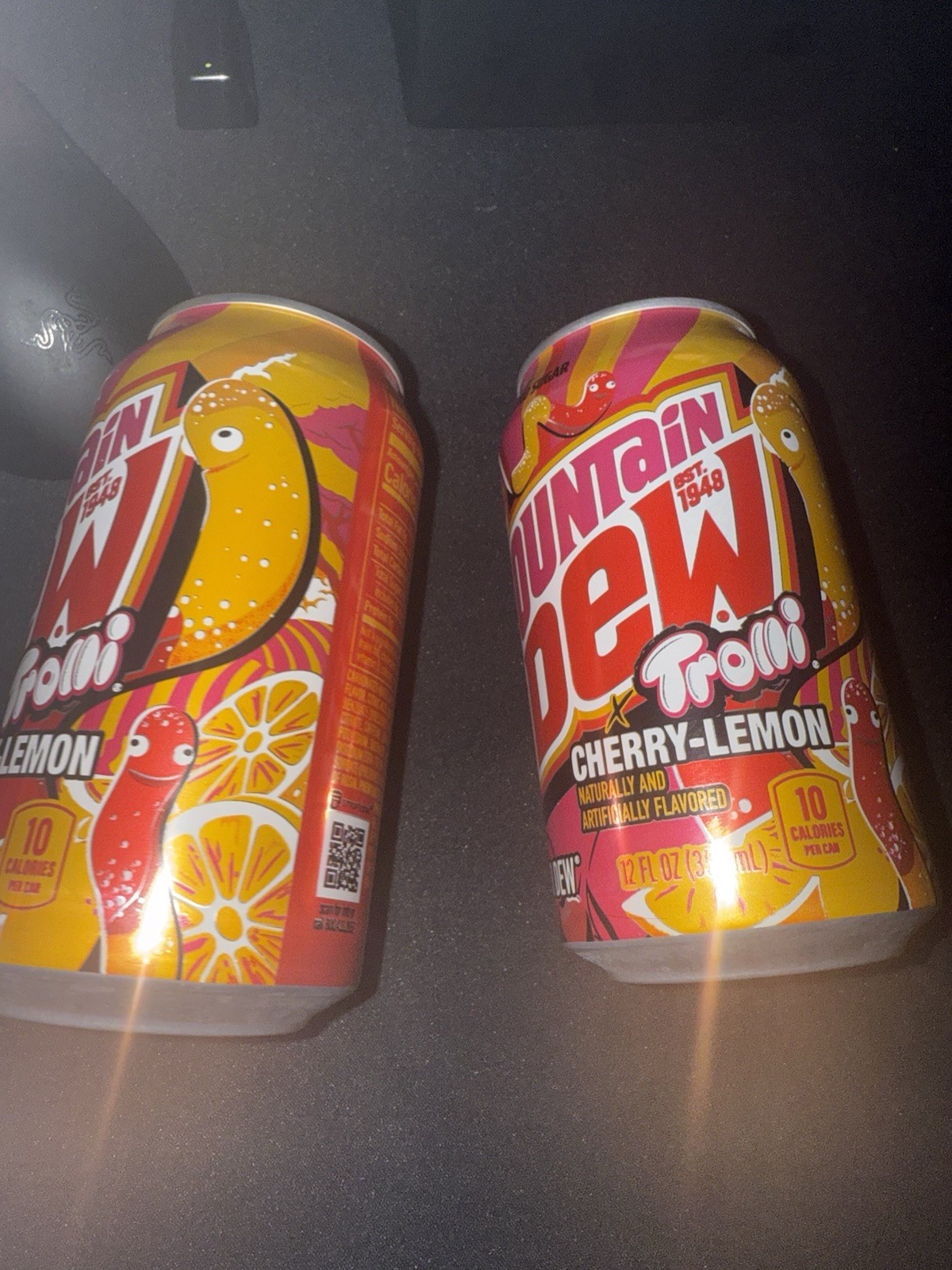 2 Full 2025 Mountain Dew x Trolli Dew Cans Zero Sugar Cherry Lemon Mtn Dew Can