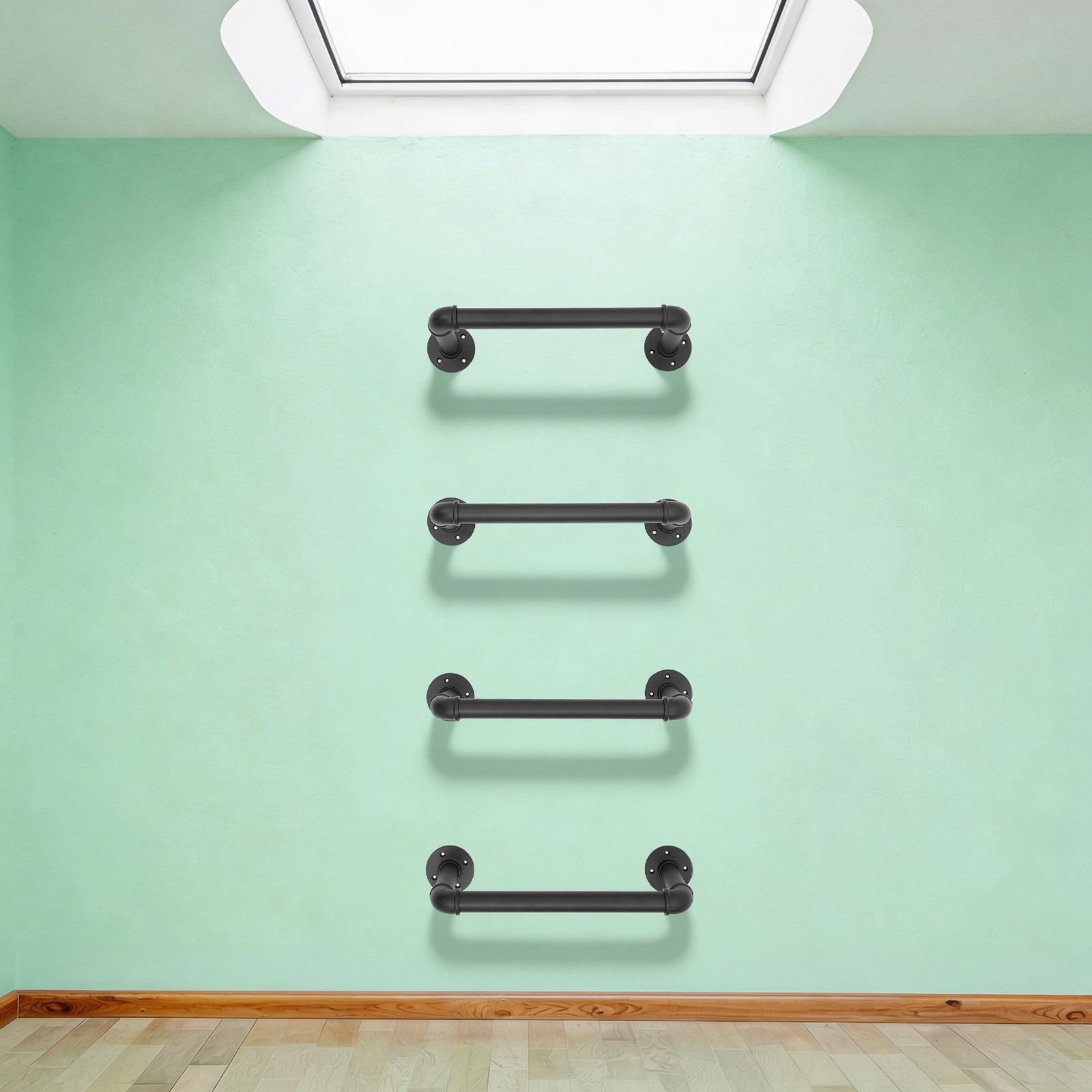 4 Pack Black Wall Mounted Ladder, Step Ladder for Basement Window Well & Egress