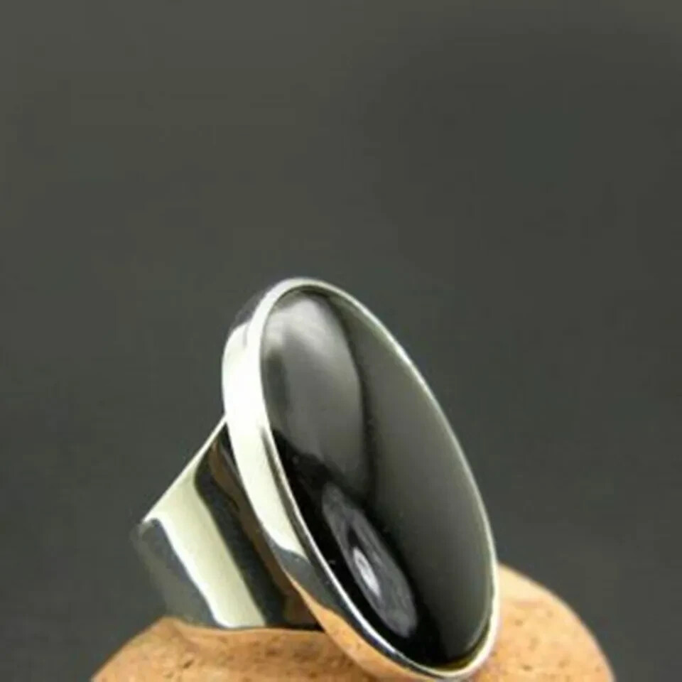 Black Onyx Solid 925 Sterling Silver Statement Handmade Women Ring All Size M749