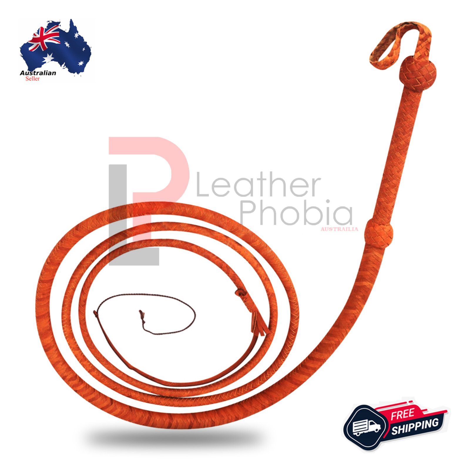 Natural Cow Hide Leather 4 Feet Long 12 Plaits Tan Bull Whip Indiana Jone Style