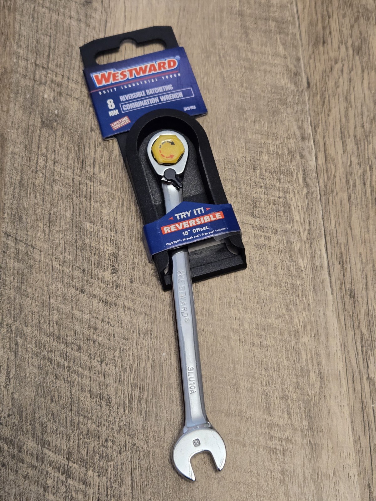 Westward 3LU10A Reversible Ratcheting Wrench 8 mm 12 Pt