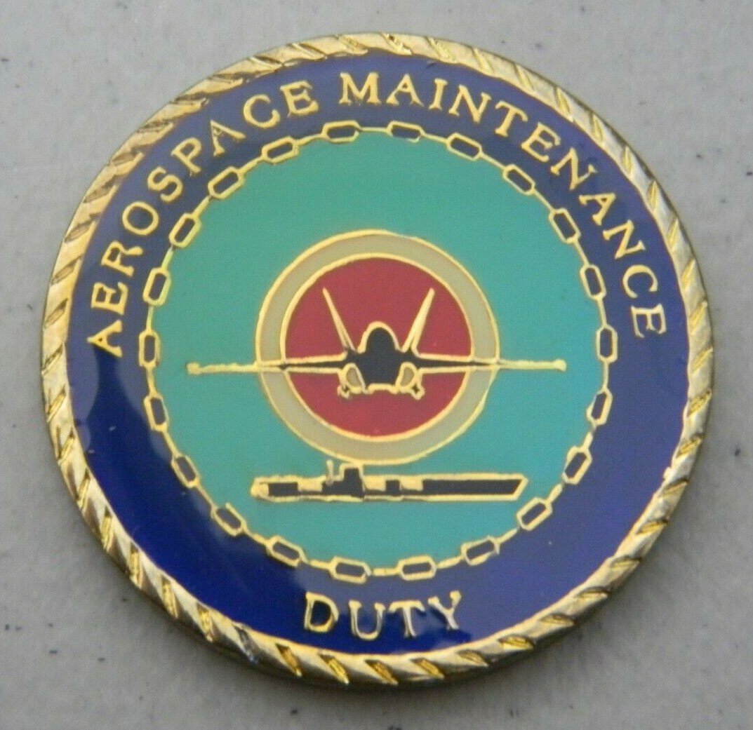 NAVY AEROSPACE MAINTENANCE DUTY CHALLENGE COIN WITH AMERICAN FLAG 1.5"