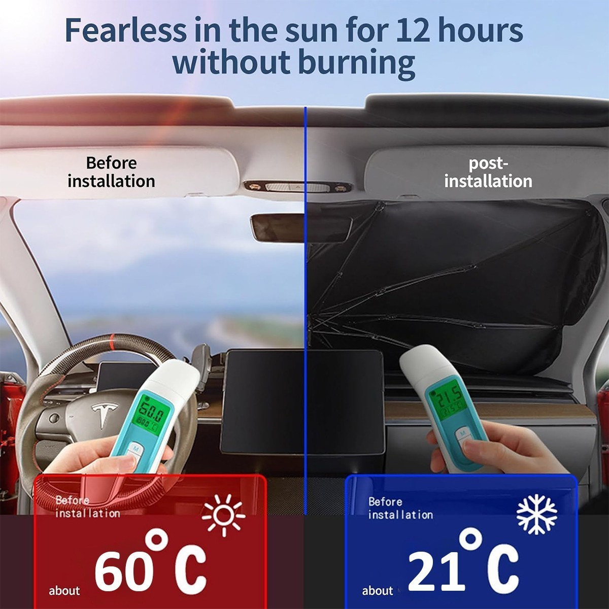 Car Foldable Large Sun Shade Umbrella Heat Insulation UV Block Windshield Visor