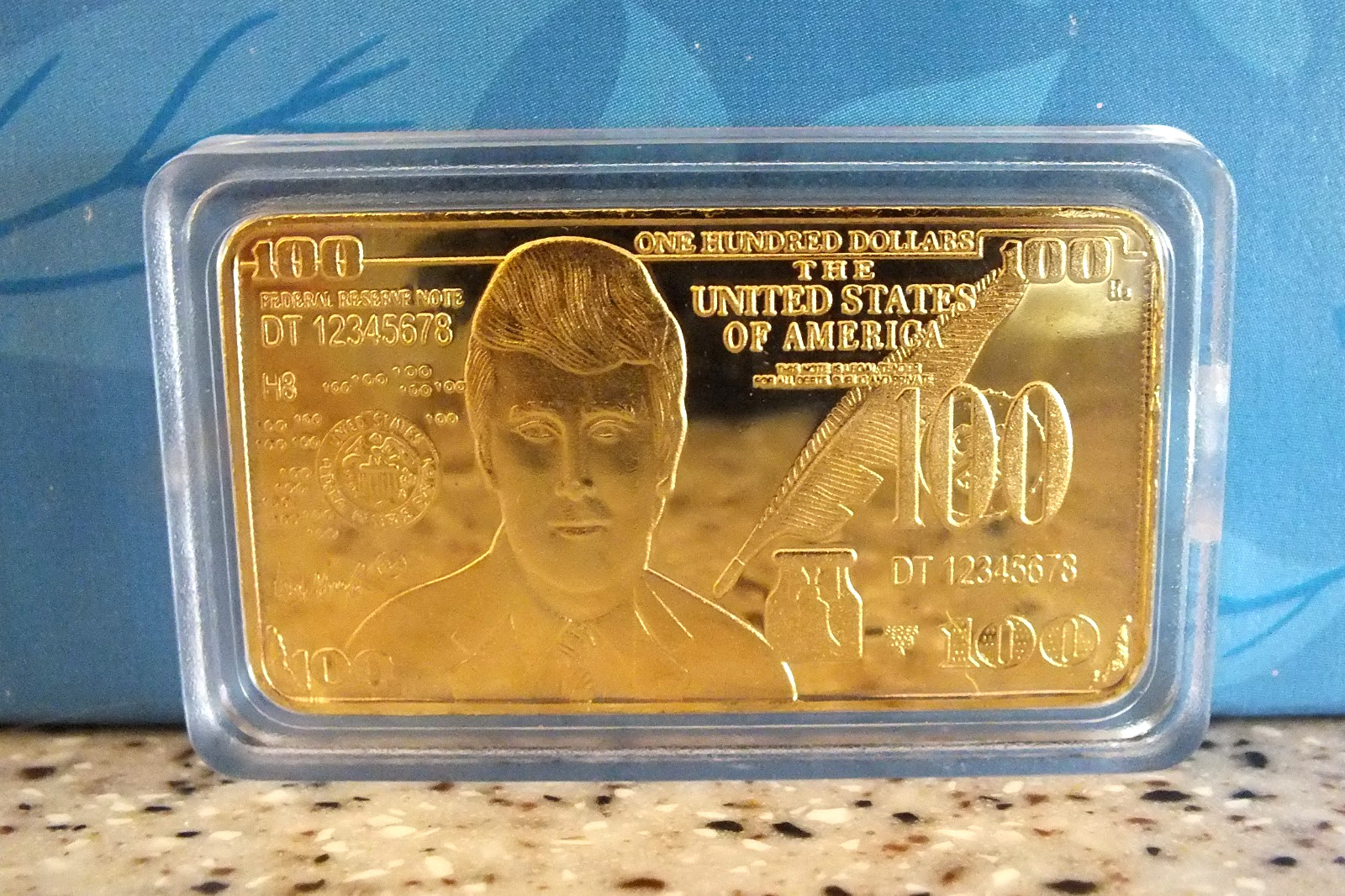Donald Trump 24K Gold Plated $100 Bar - Collectible Coin/Bar In Protective Case