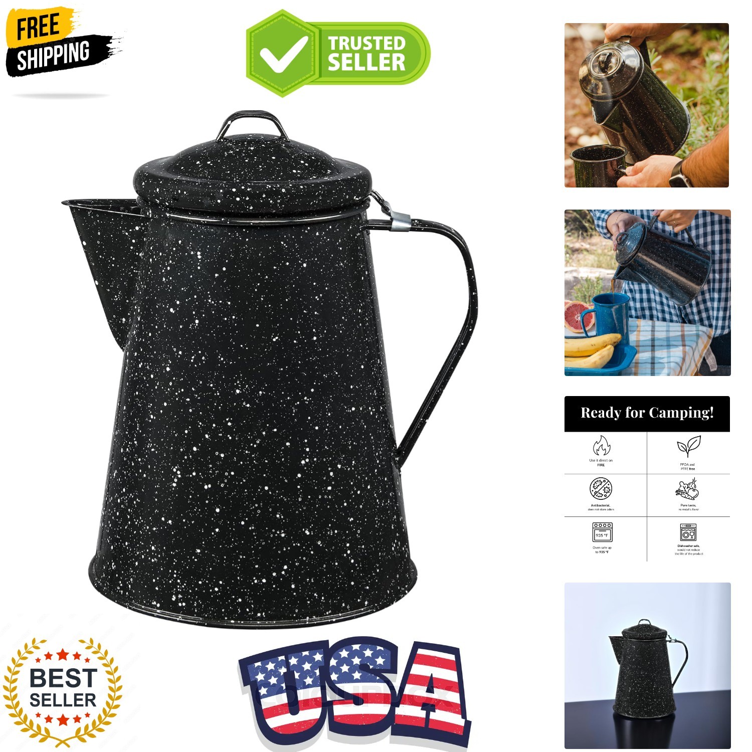 Coffee Boiler, 3 Qt - Speckled Black