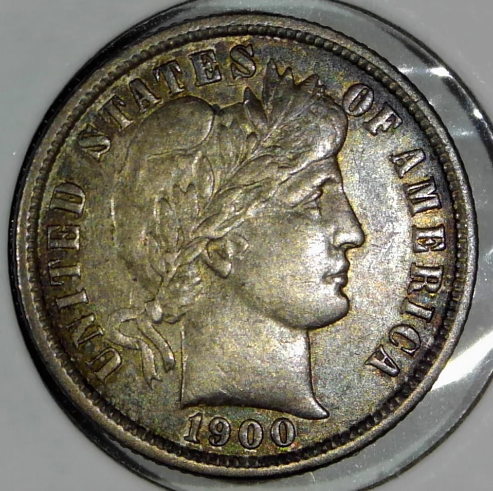 1900 Barber Dime NICE XF COIN BEAUTIFUL TONING J463