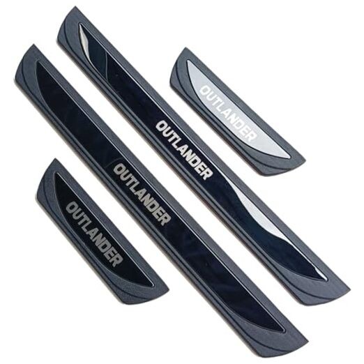 Stainless Door Sill Protector Kick Plate Entry Guard Kit Black Chrome Outlander