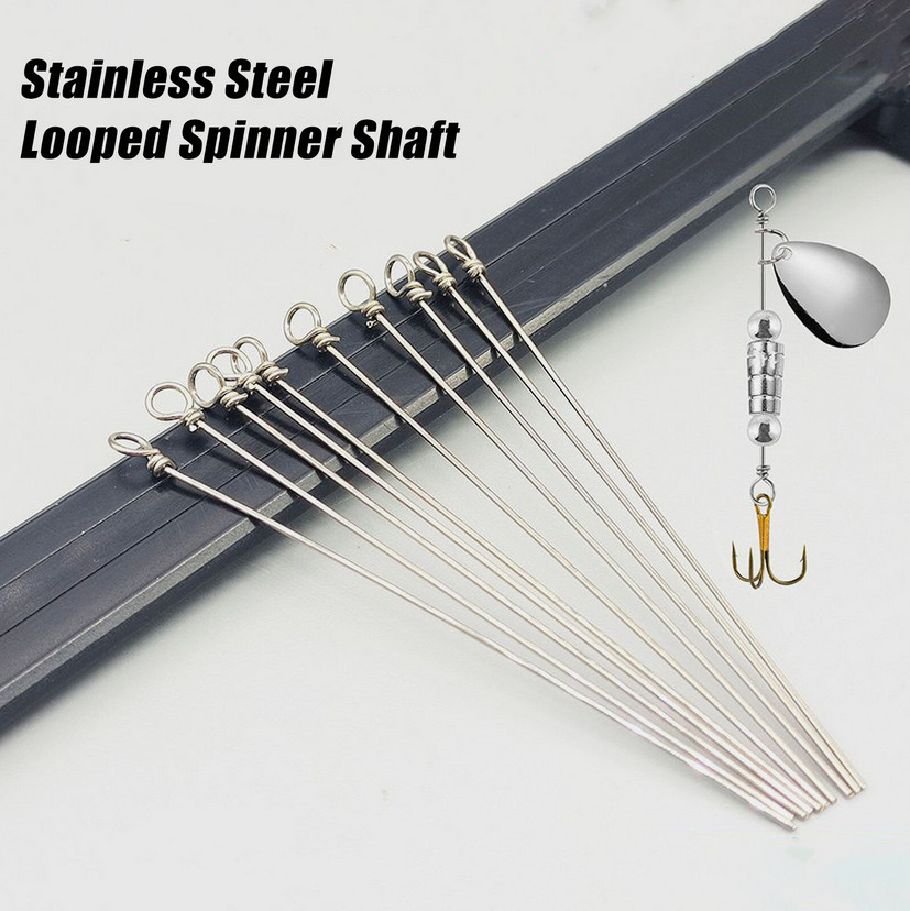 50/100pcs Fishing Looped Spinner Shaft Stainless Steel Wire Lure Making Supplies
