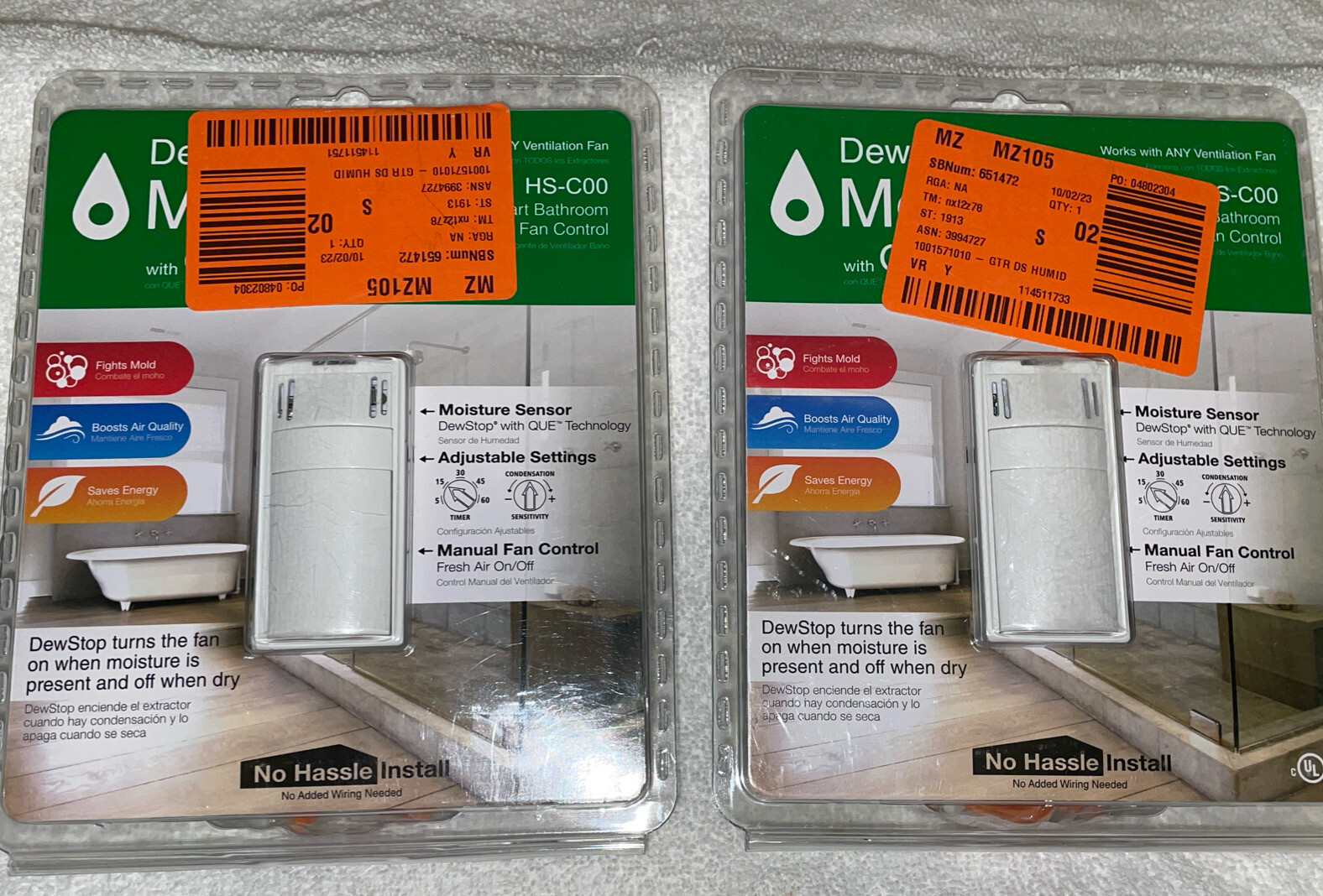 Brand New- Lot Of 2- DewStop HS-C00-W7 120V 50/60Hz Condensation Fan Switch