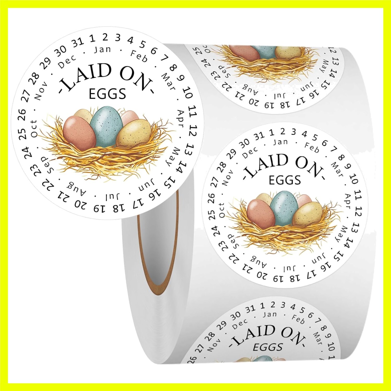 2 Inch Eggs Laid on Date Stickers-Egg Date Stickers for Cartons 500 Pcs Lable...