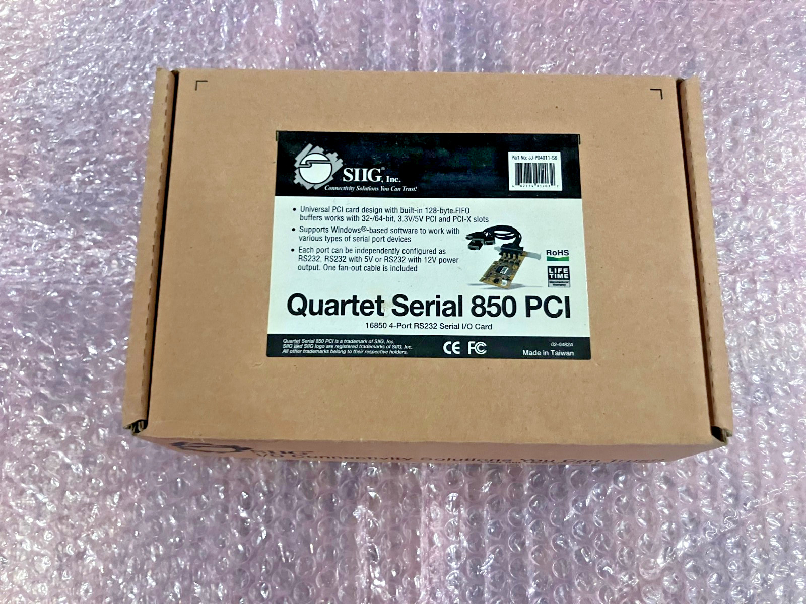 Siig Quartet Serial 850 PCI 16850 4-Port RS232 Serial I/O Card JJ-P04111-S6 NIB