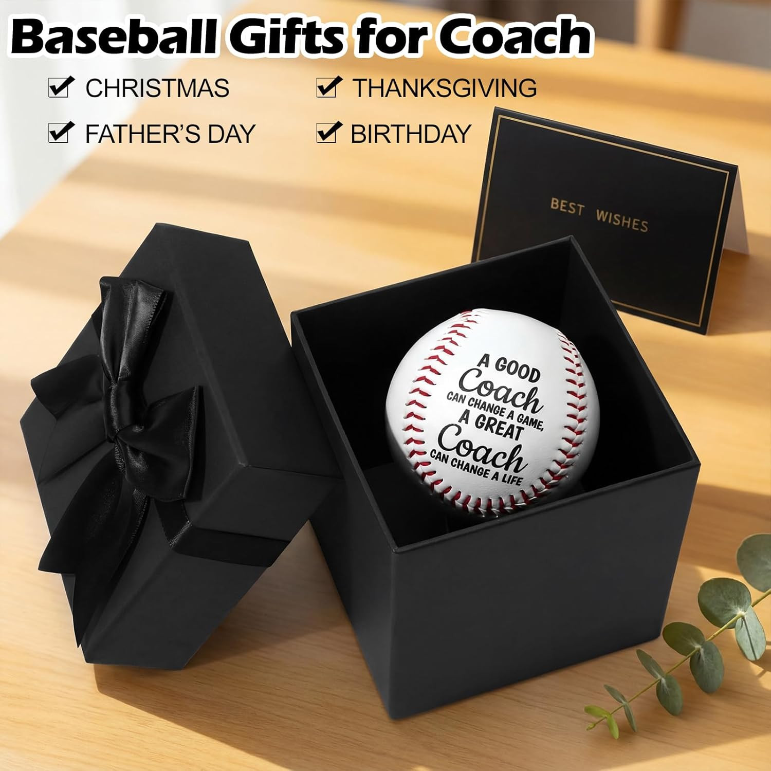 Best Baseball Coach Gift Set Include 9 Inch Printed Leather Baseball Greeting Ca