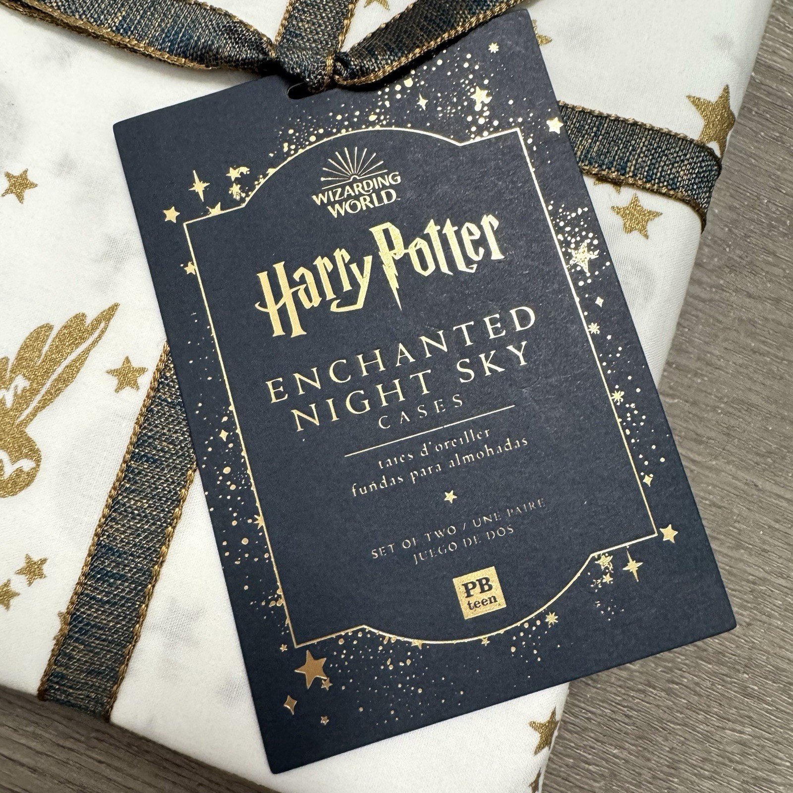 Harry Potter Pottery Barn Enchanted Night Sky Pillow Cases Gold NEW NWT