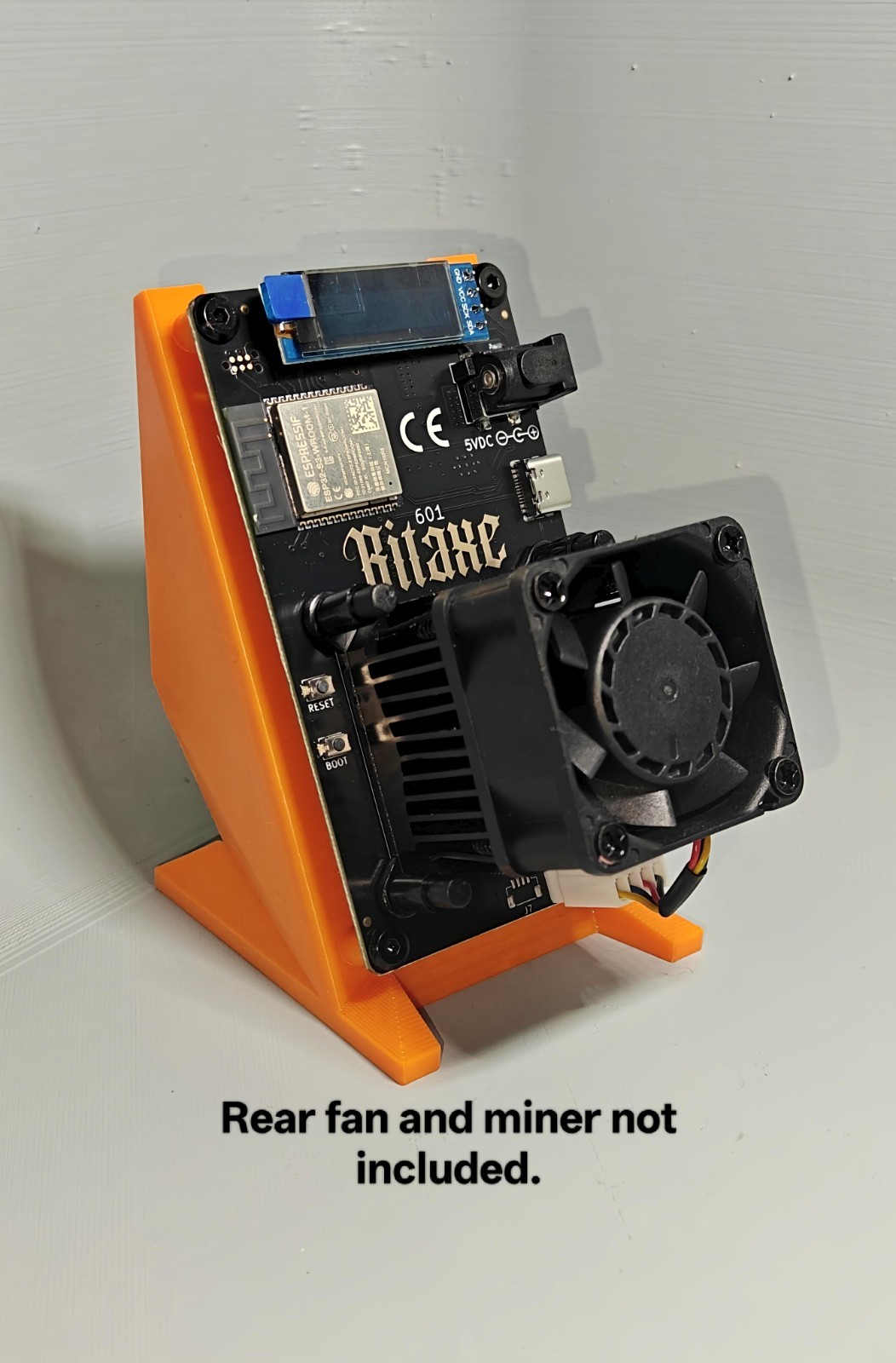 Bitaxe Gamma 601 602 Stand With 40mm Rear Slide In Fan Slot
