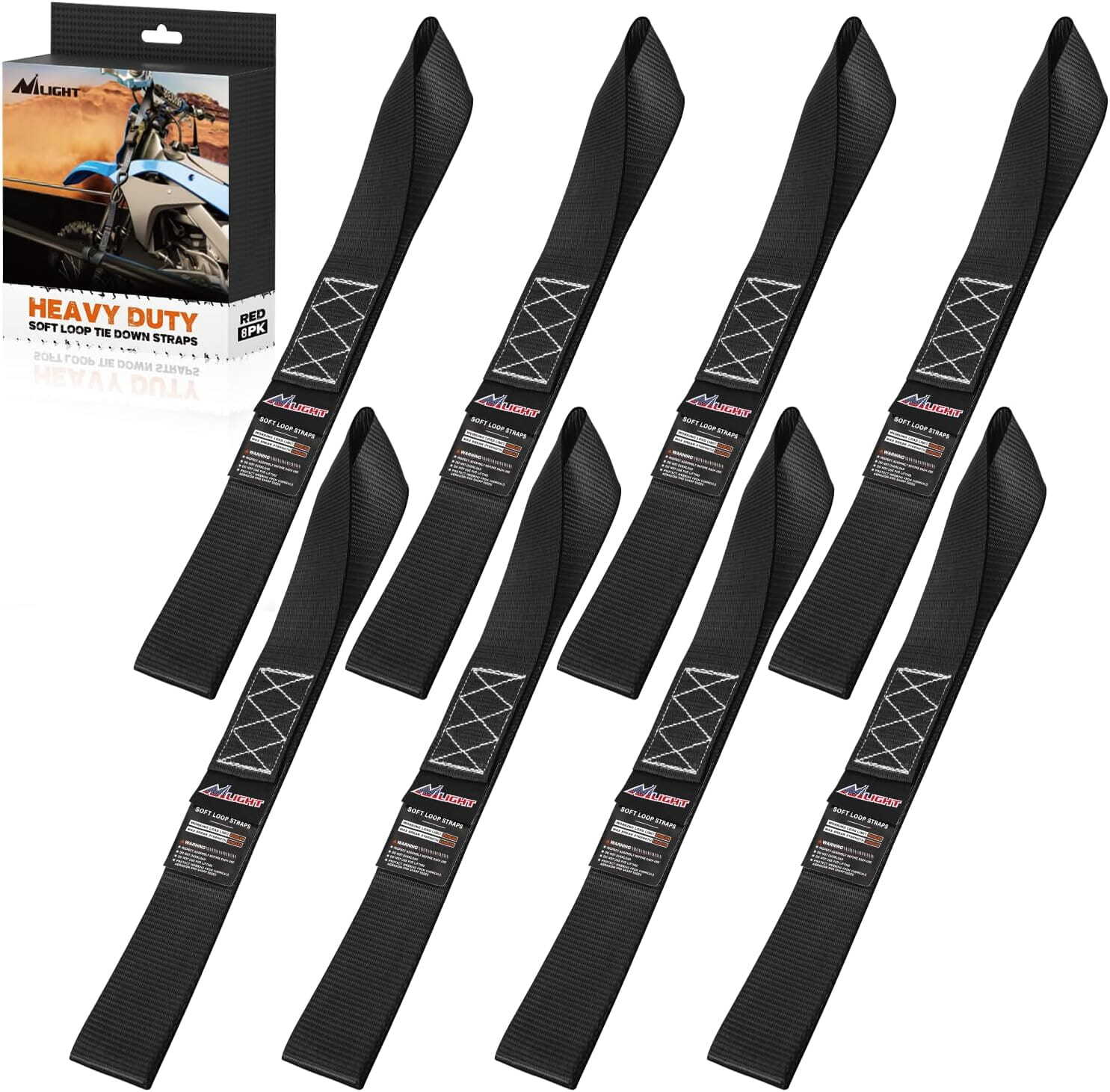 Nilight Motorcycle Tie Down Straps Max Break Strength 12000Lbs Black