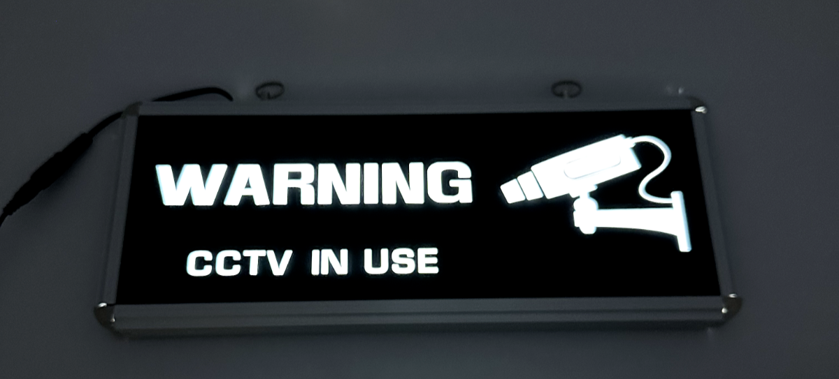 CCTV LED Lighted Security Camera Warning Sign w/Power Supply!