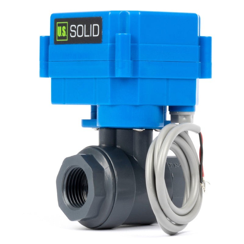 U.S. Solid 1/2" UPVC Motorized Ball Valve 85-265V AC 2 Wire Auto Return NO Full