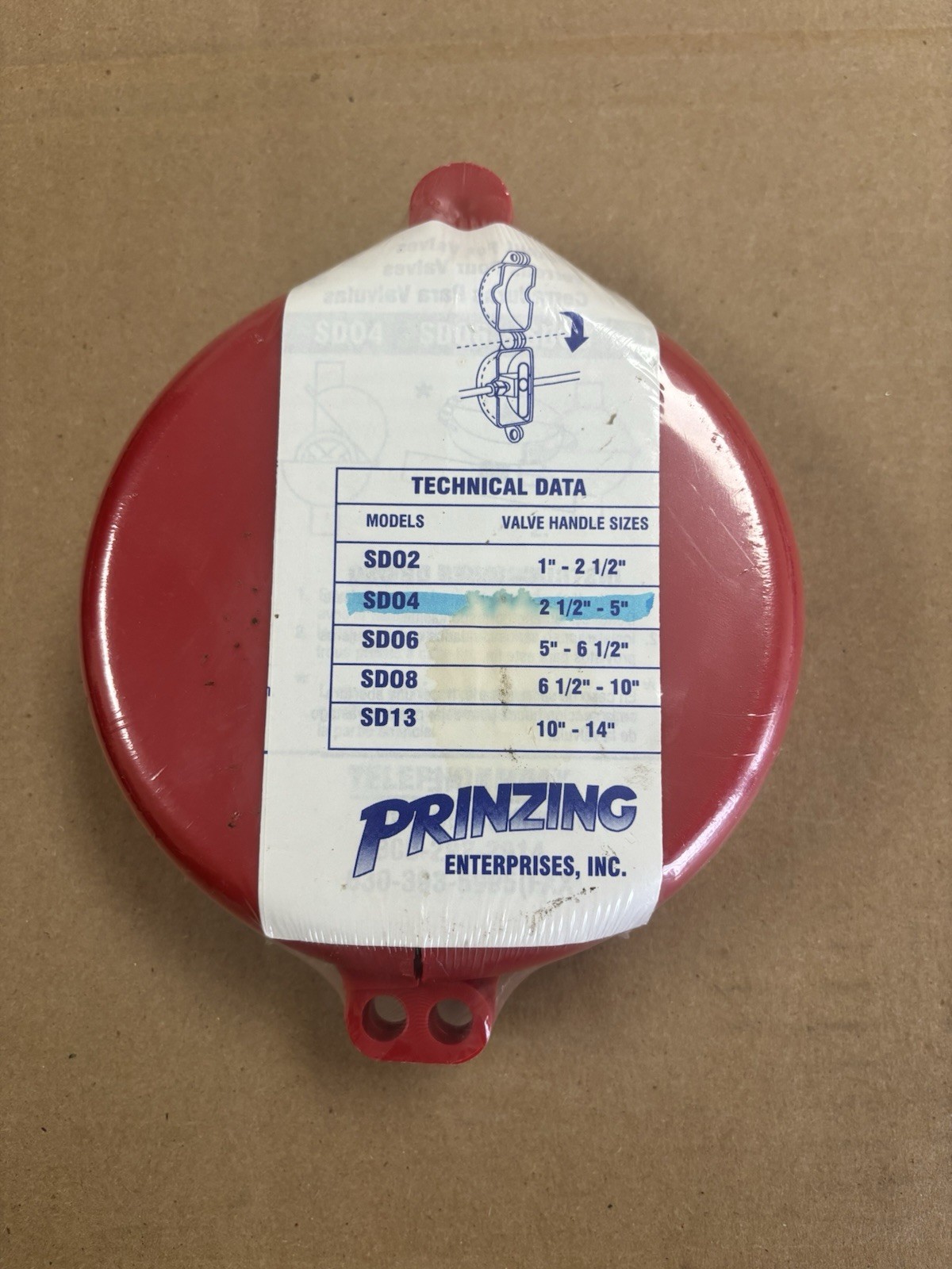 SD04 Y383877  BRADY PRINZING LOCKOUT DEVICE  DSL 2.5" TO 5" SAFTEY RED VALVE