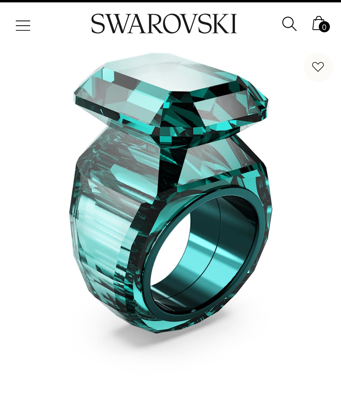 Swarovski Lucert Cut Crystal Ring - Green - Size 60US9